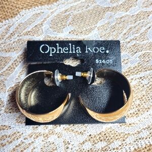 🛒🛍️💥NWT Ophelia Roe pierced post thick gold tone metal hoop earrings